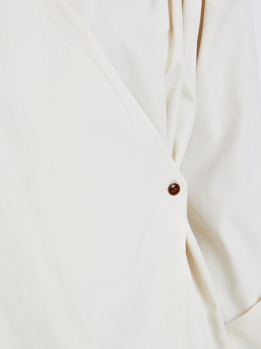 Women Beige Pleated Wrap Top