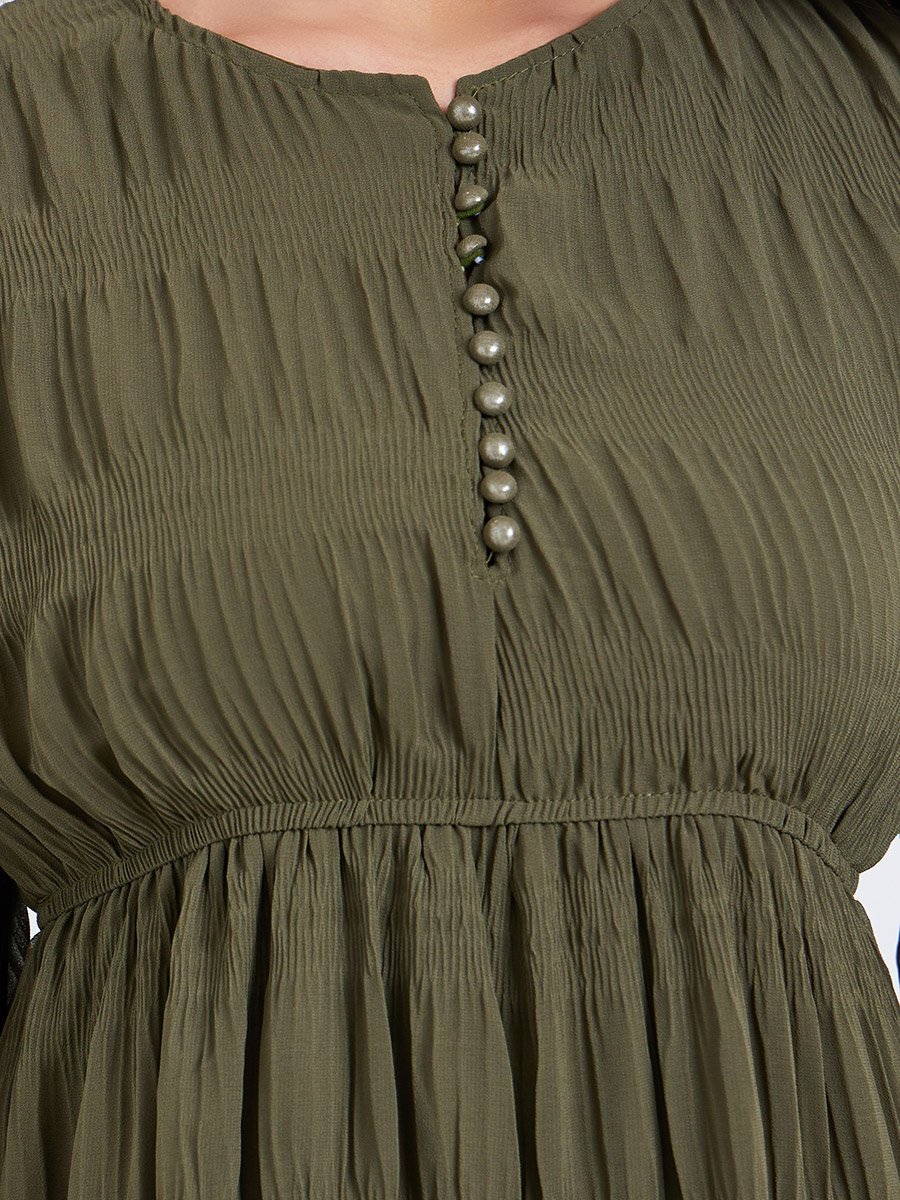 Women Textured A-Line Midi Dress