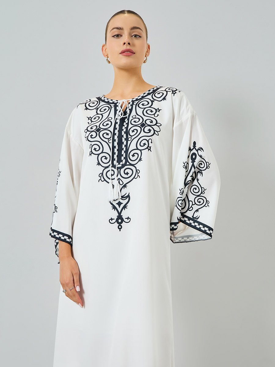Women Printed Bell Sleeve Midi Dress