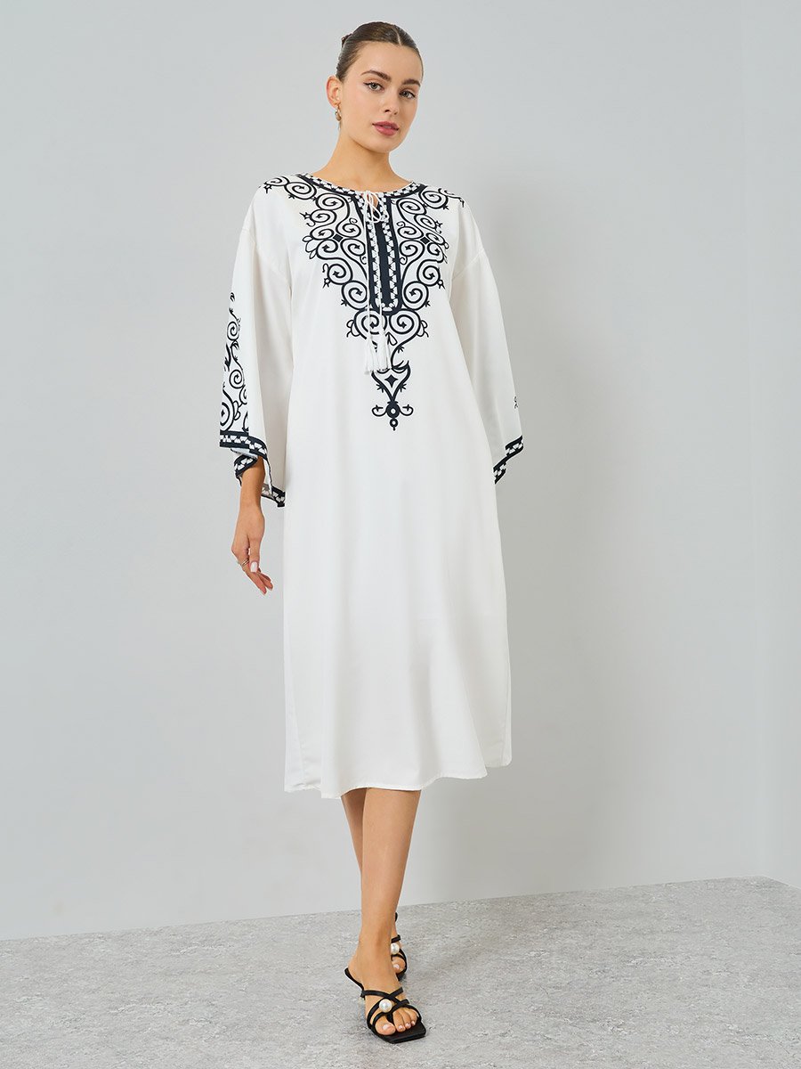 Women Printed Bell Sleeve Midi Dress