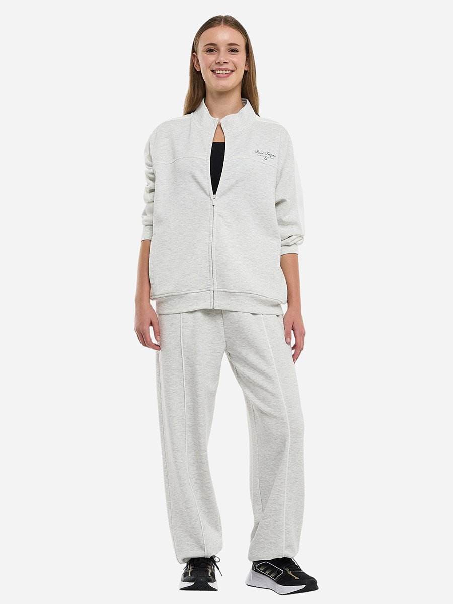 Grey Contrast Stripe Track Jacket and Joggers Co-Ords
