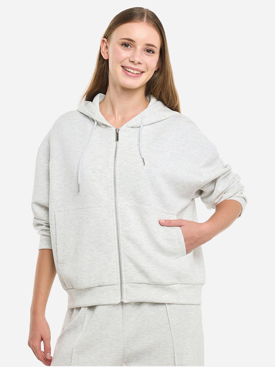 White Zip-Up Hoodie and Wide Leg Joggers Co-Ords