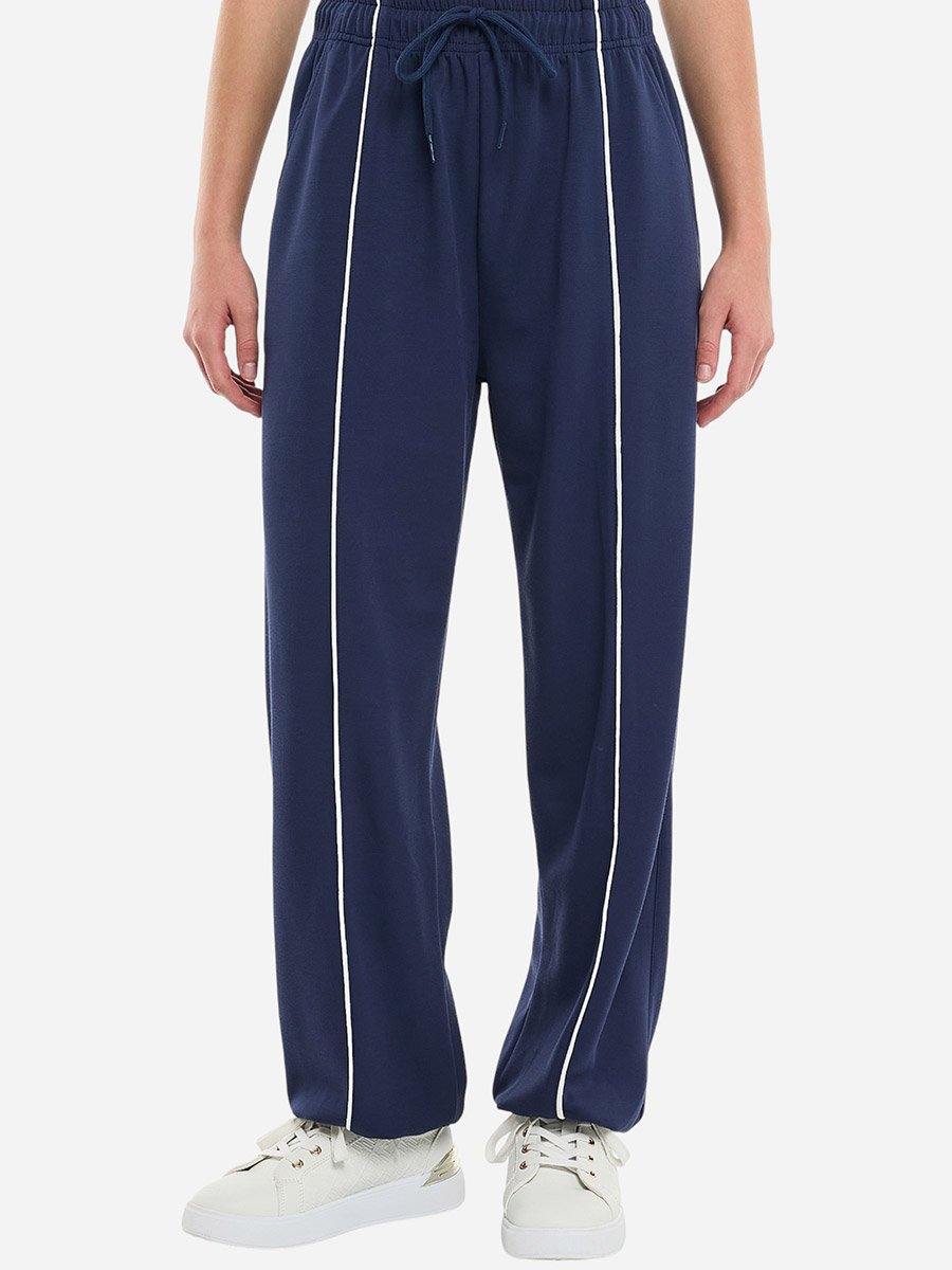 Navy Striped Panel Zip Track Jacket and Joggers Co-Ords