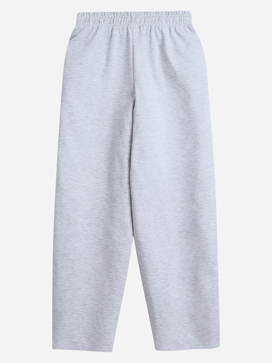 Grey Straight Leg Drawstring Joggers - Cotton Interlock