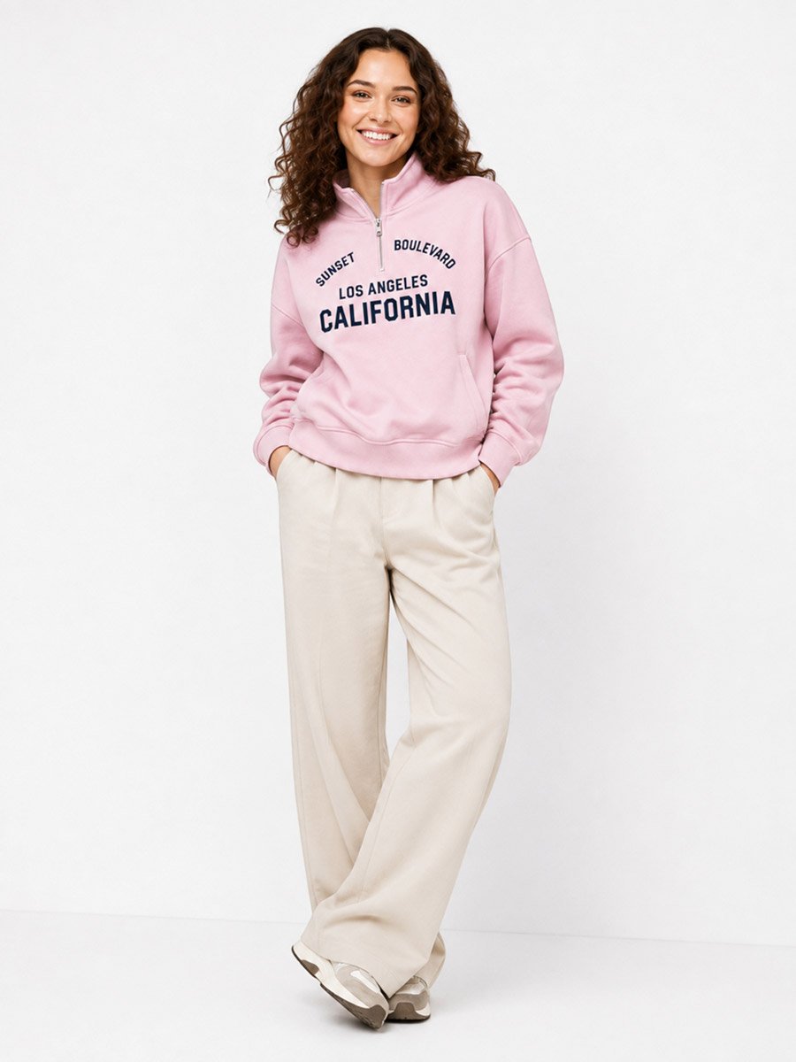 Los Angeles Quarter-Zip Sweatshirt - 100% Cotton Fleece