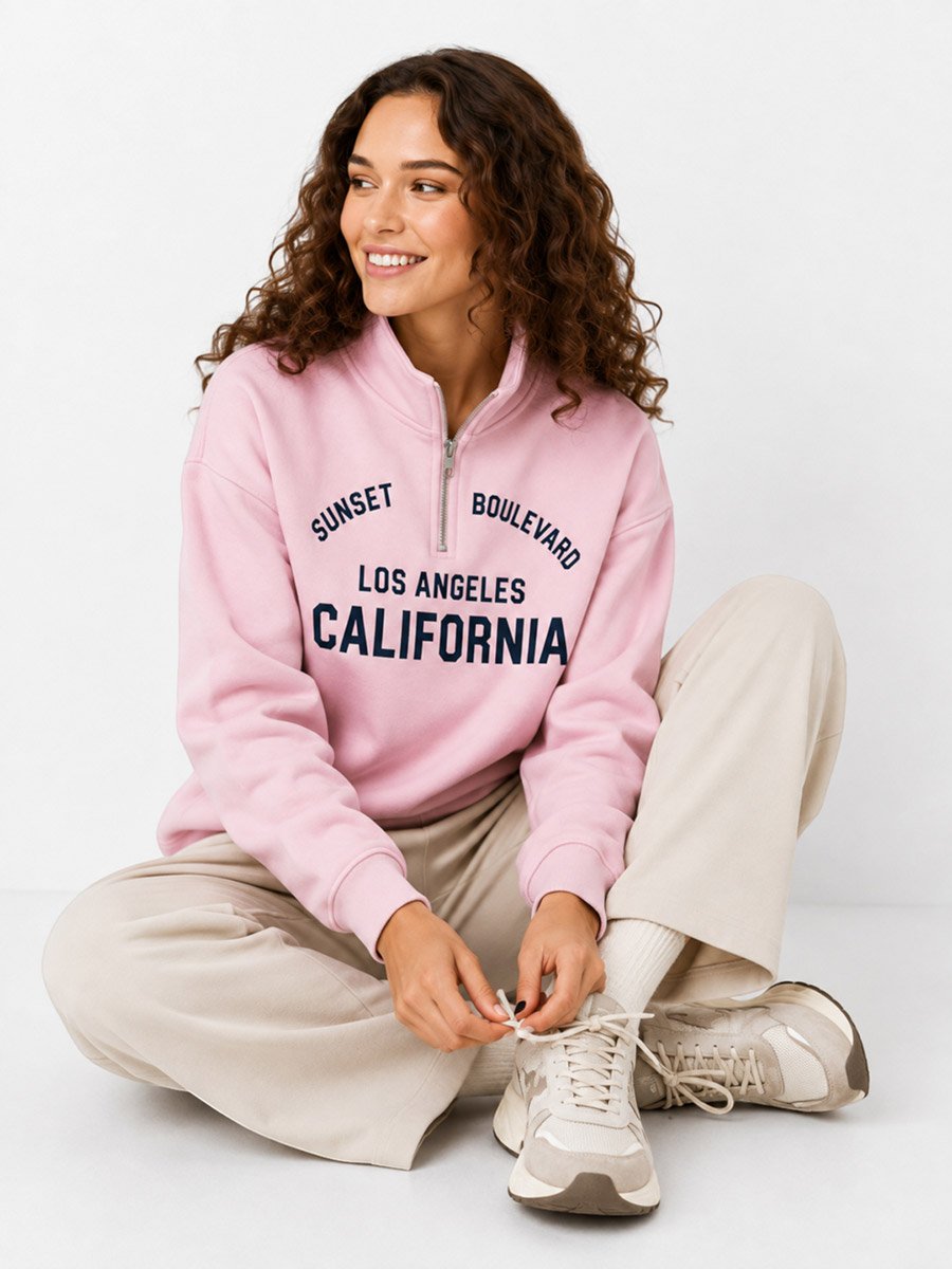 Los Angeles Quarter-Zip Sweatshirt - 100% Cotton Fleece