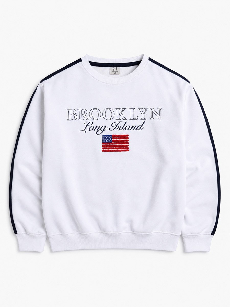 Off White Brooklyn Graphic Sweatshirt - 100% Cotton Fleece