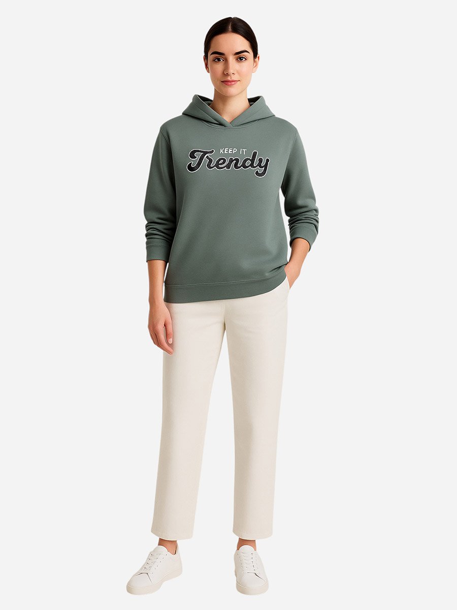 Keep It Trendy Slogan Hoodie - 100% Cotton Fleece