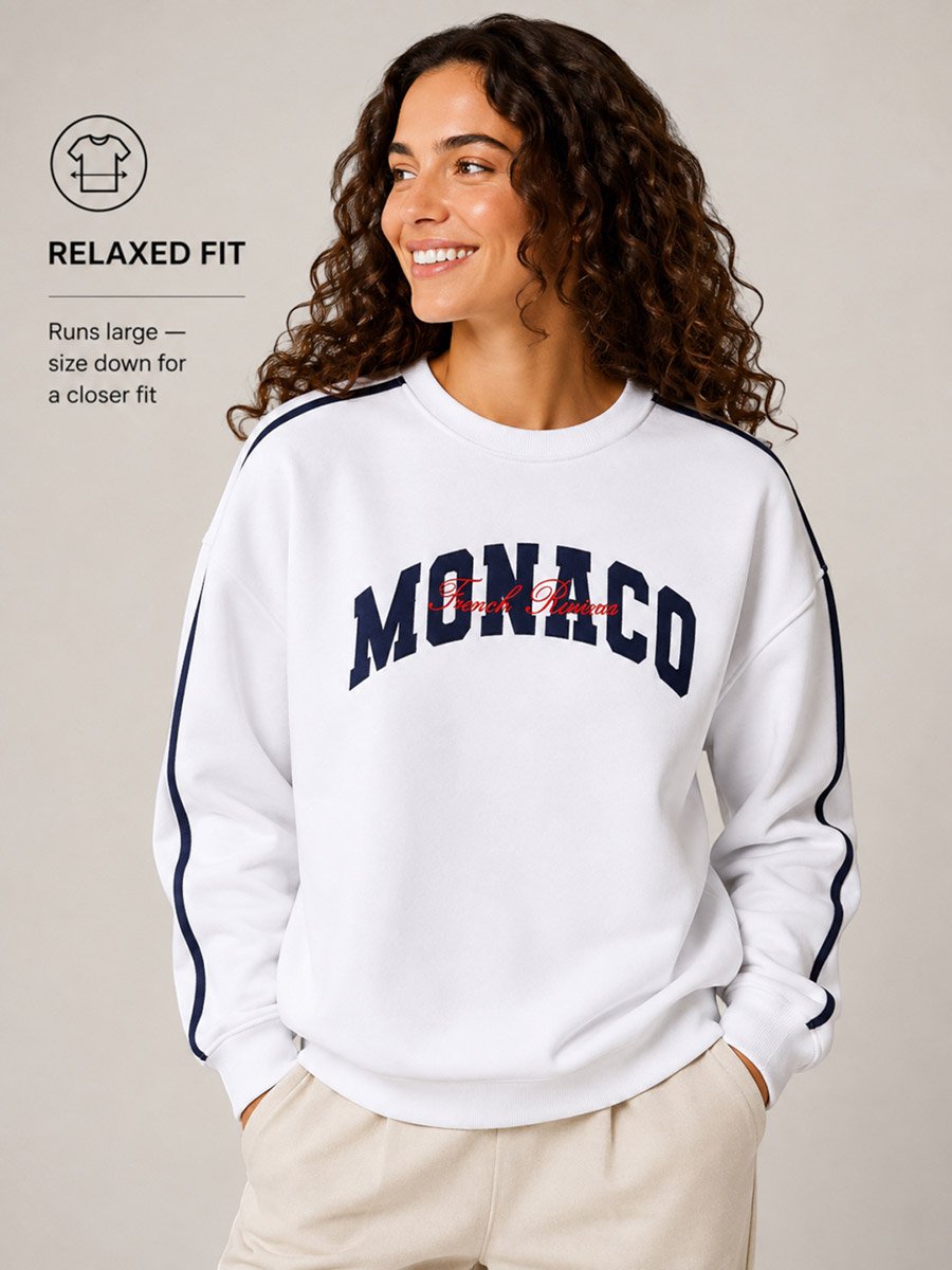 Off White Monaco Sweatshirt - 100% Cotton Fleece