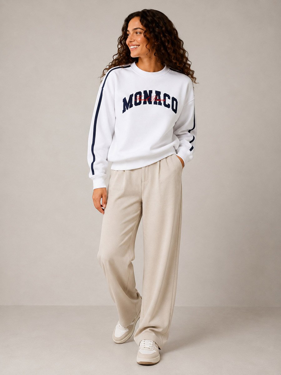 Off White Monaco Sweatshirt - 100% Cotton Fleece