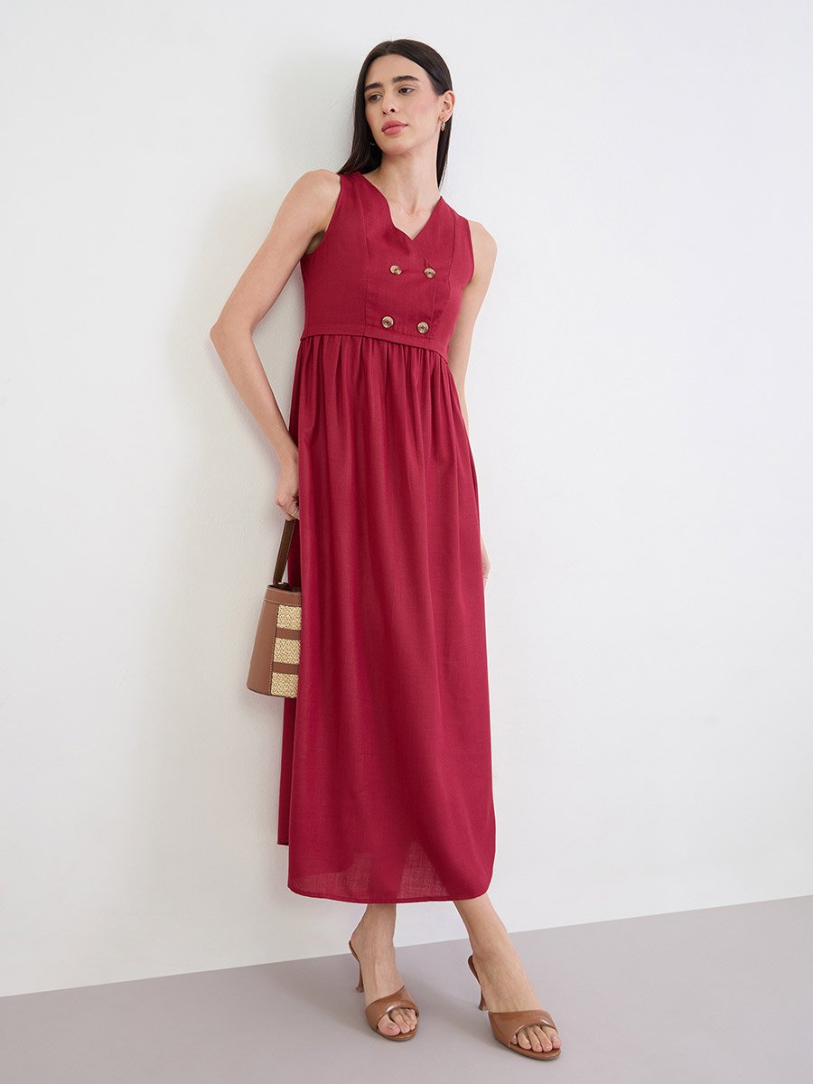 Burgundy Sleeveless Maxi Dress