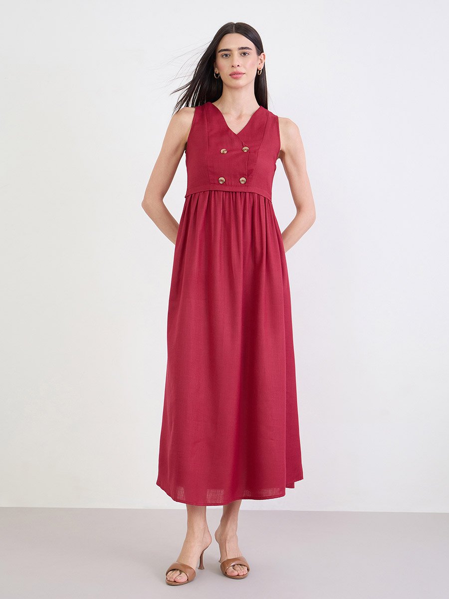 Burgundy Sleeveless Maxi Dress