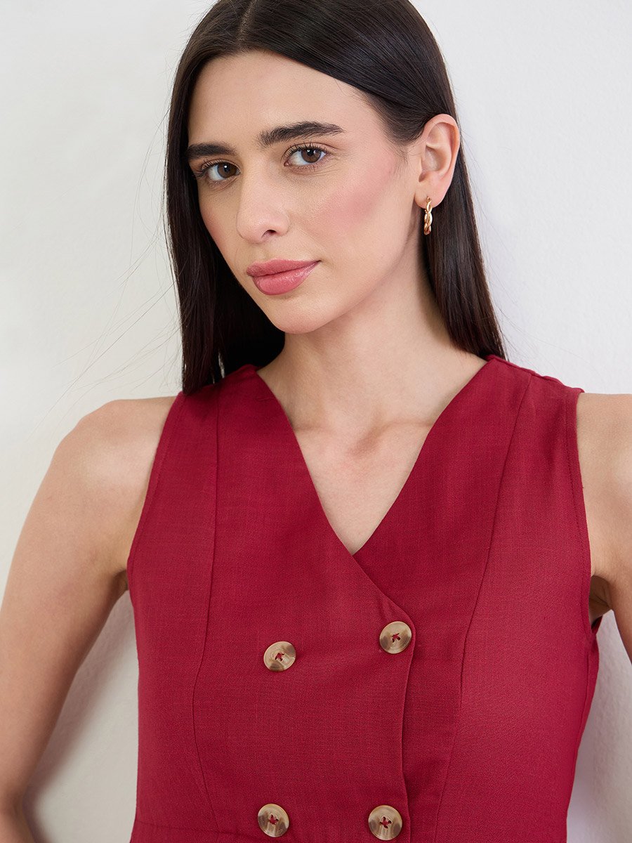 Burgundy Sleeveless Maxi Dress