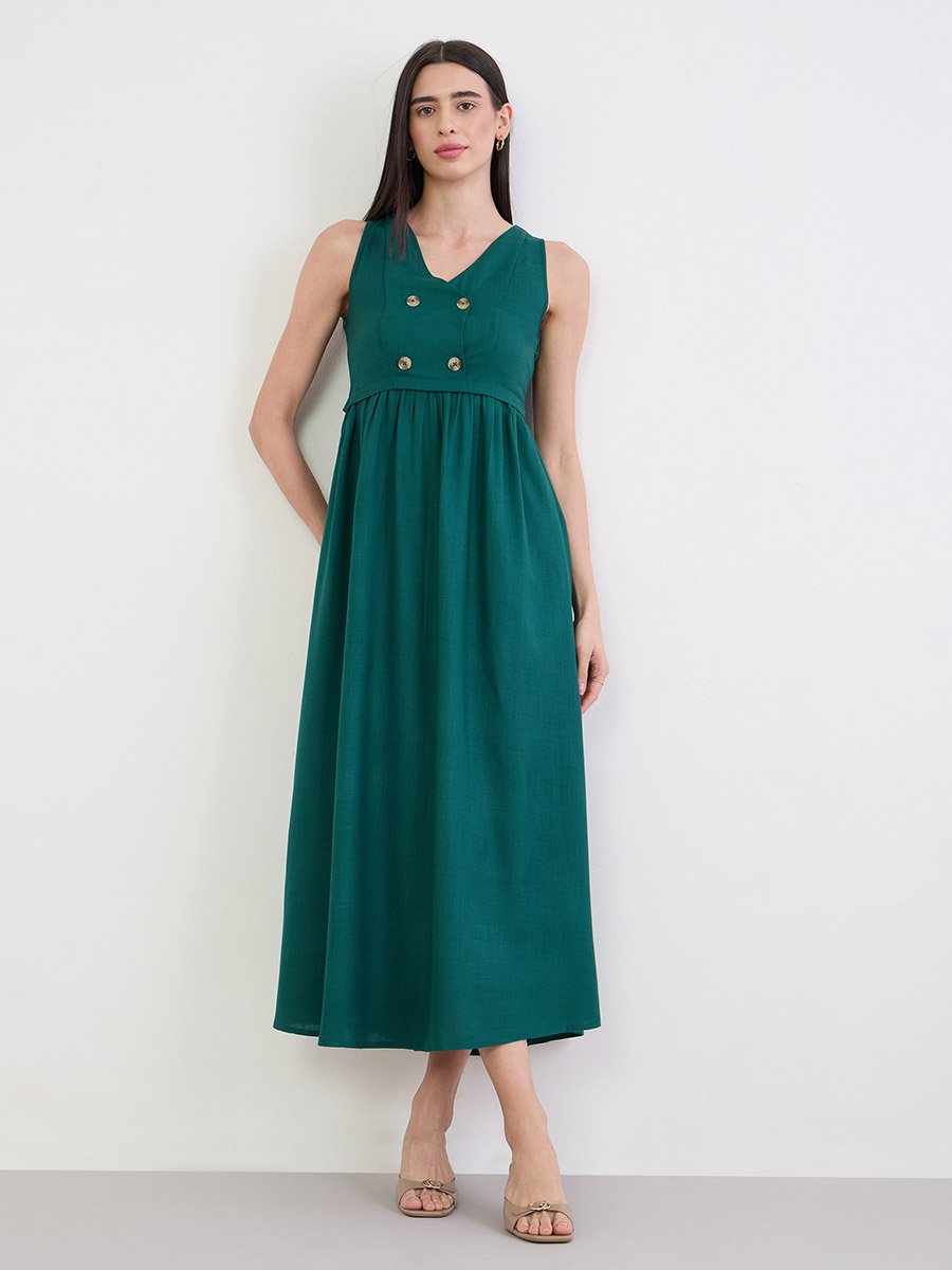 Green Sleeveless Maxi Dress