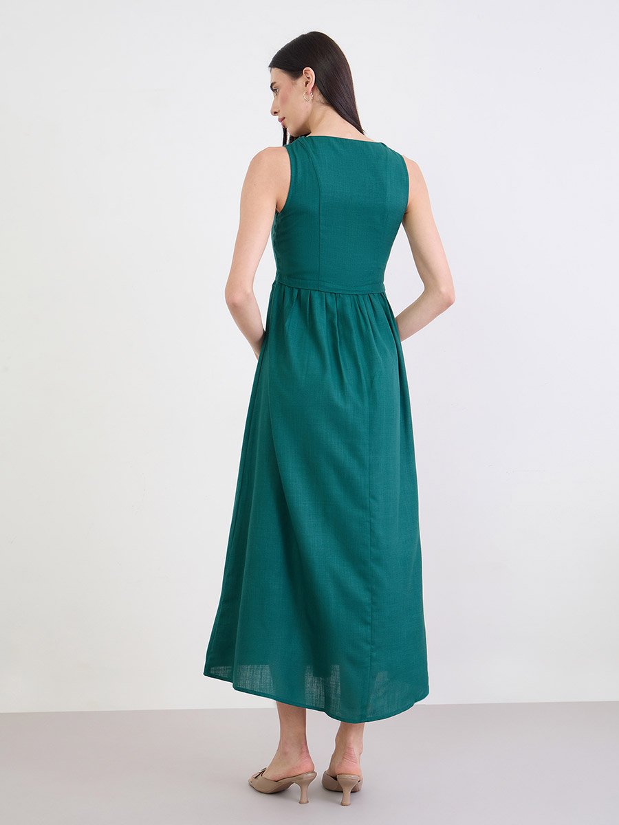 Green Sleeveless Maxi Dress