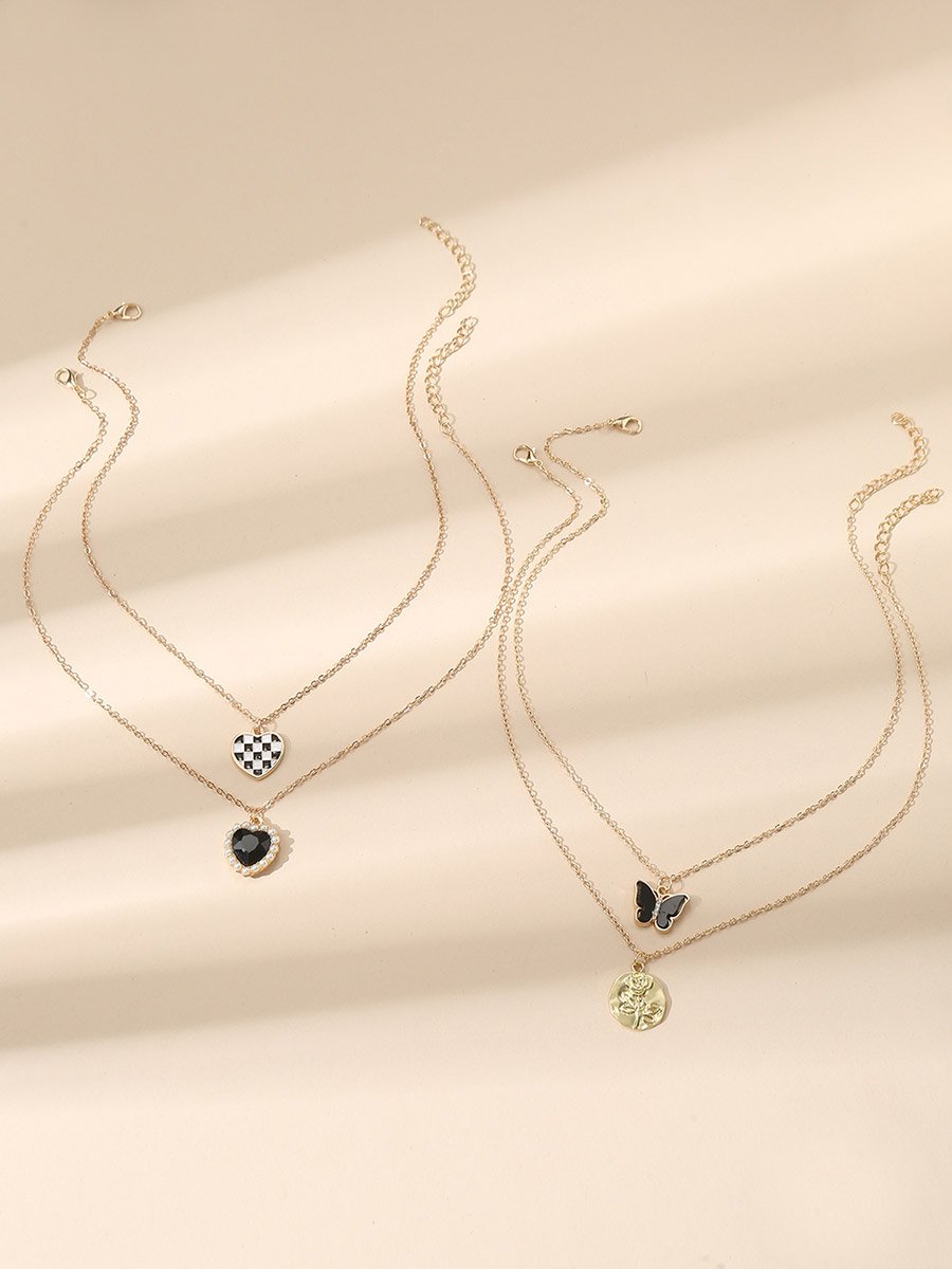 Set of 4 - Heart Pendant Necklaces