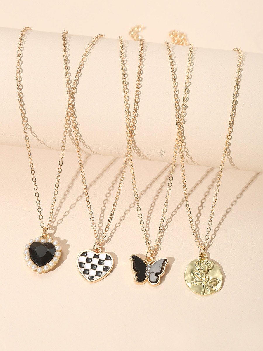 Set of 4 - Heart Pendant Necklaces