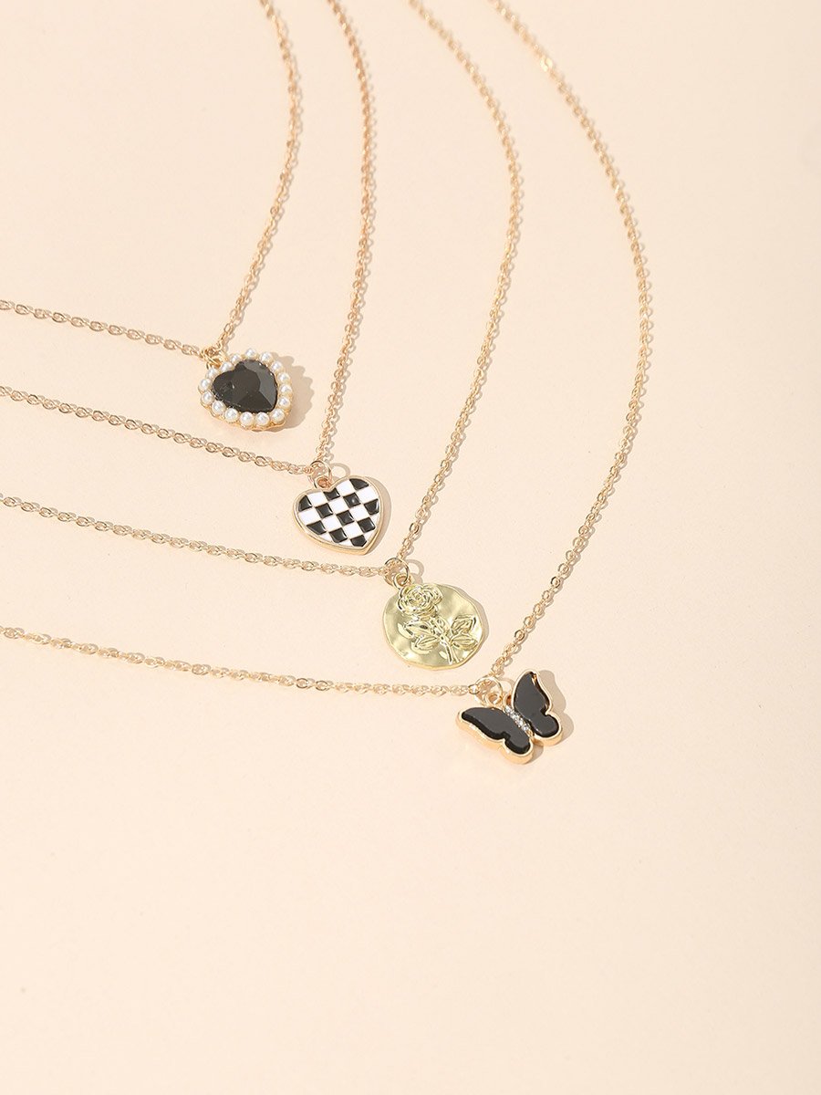Set of 4 - Heart Pendant Necklaces