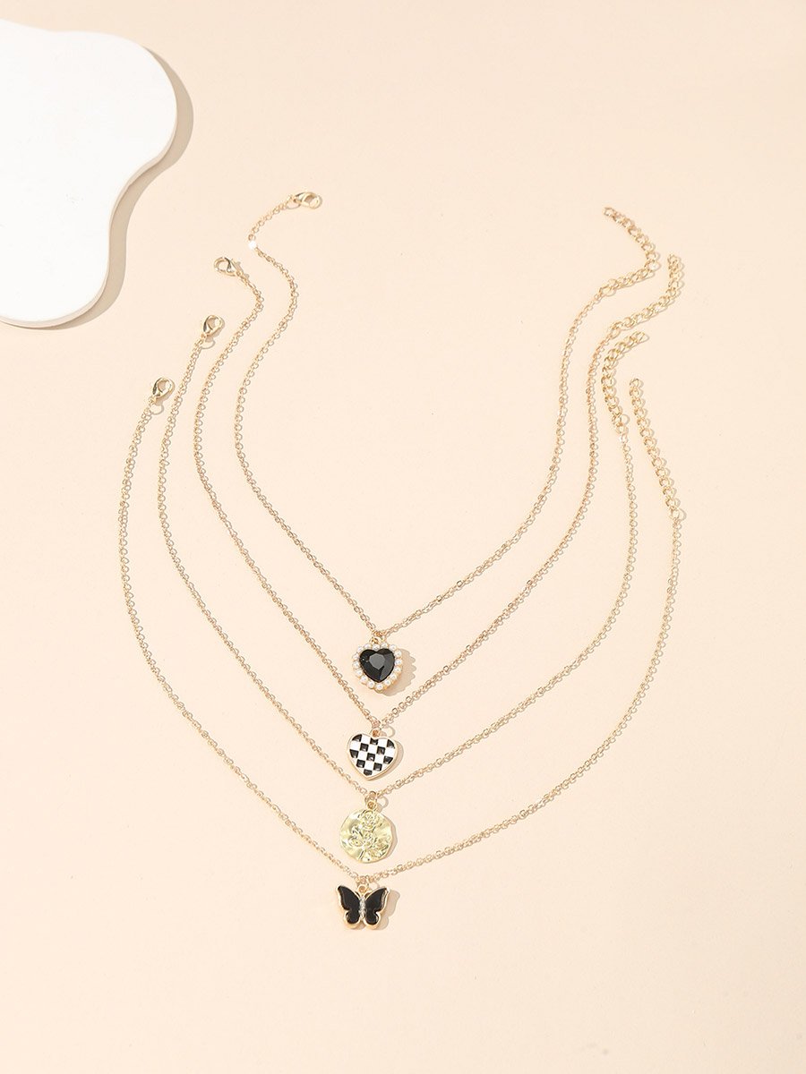 Set of 4 - Heart Pendant Necklaces