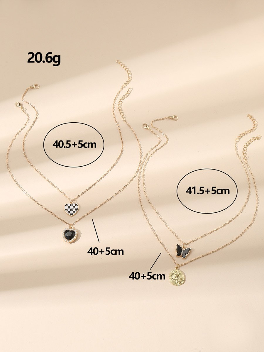 Set of 4 - Heart Pendant Necklaces