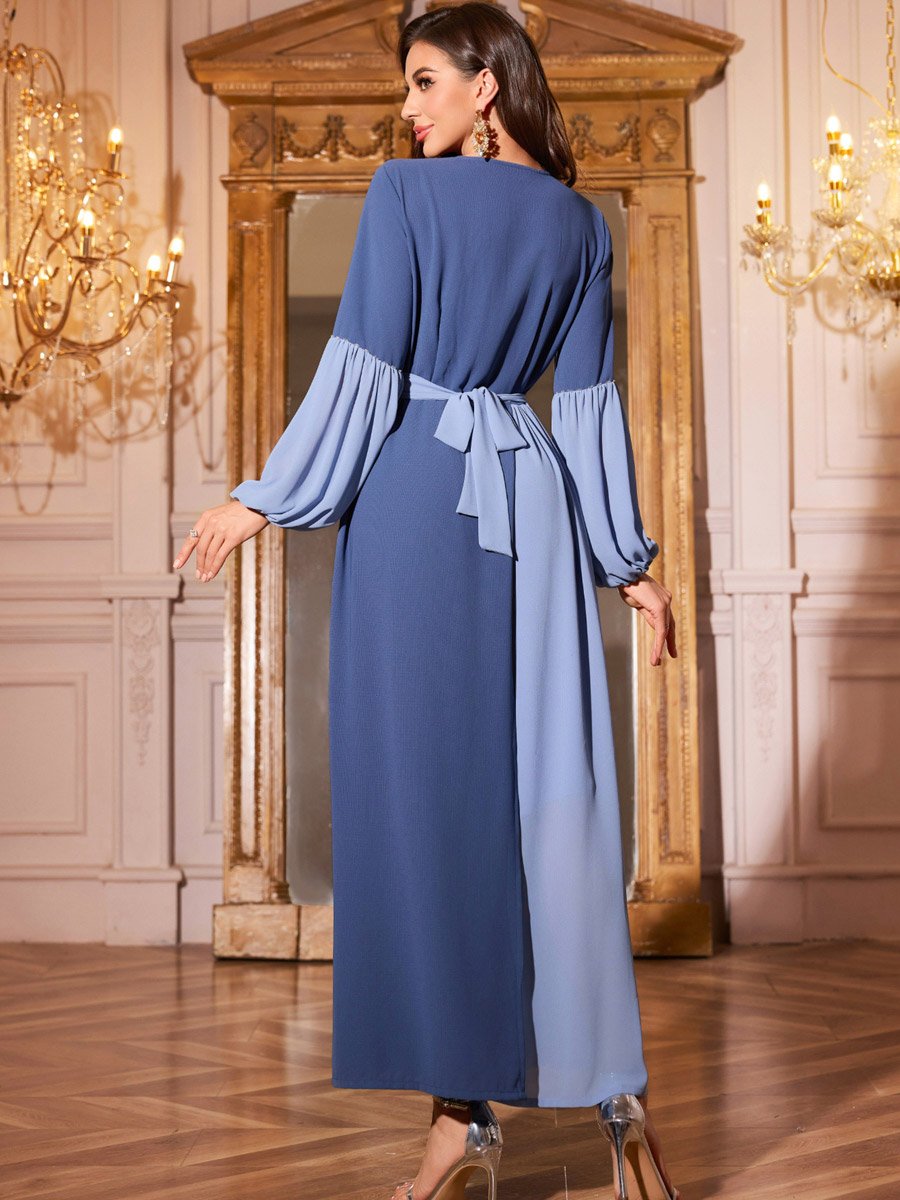Women Blue Rhinestone Embellished Jalabiya
