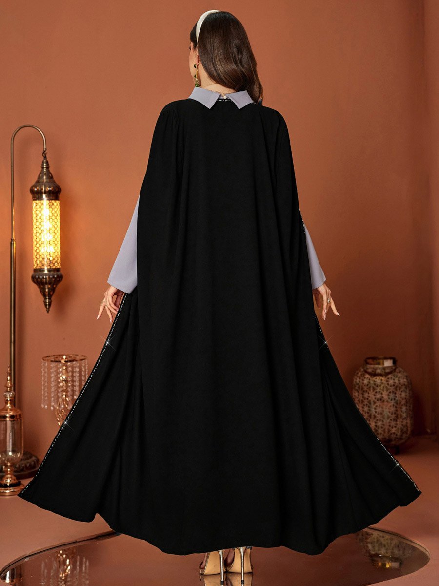 Women Rhinestone Embellished Kimono with Inner Dress Set