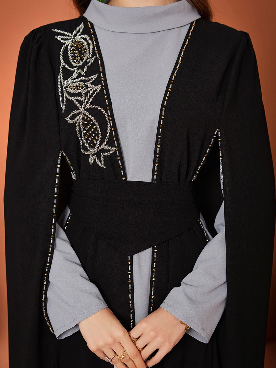 Women Rhinestone Embellished Kimono with Inner Dress Set