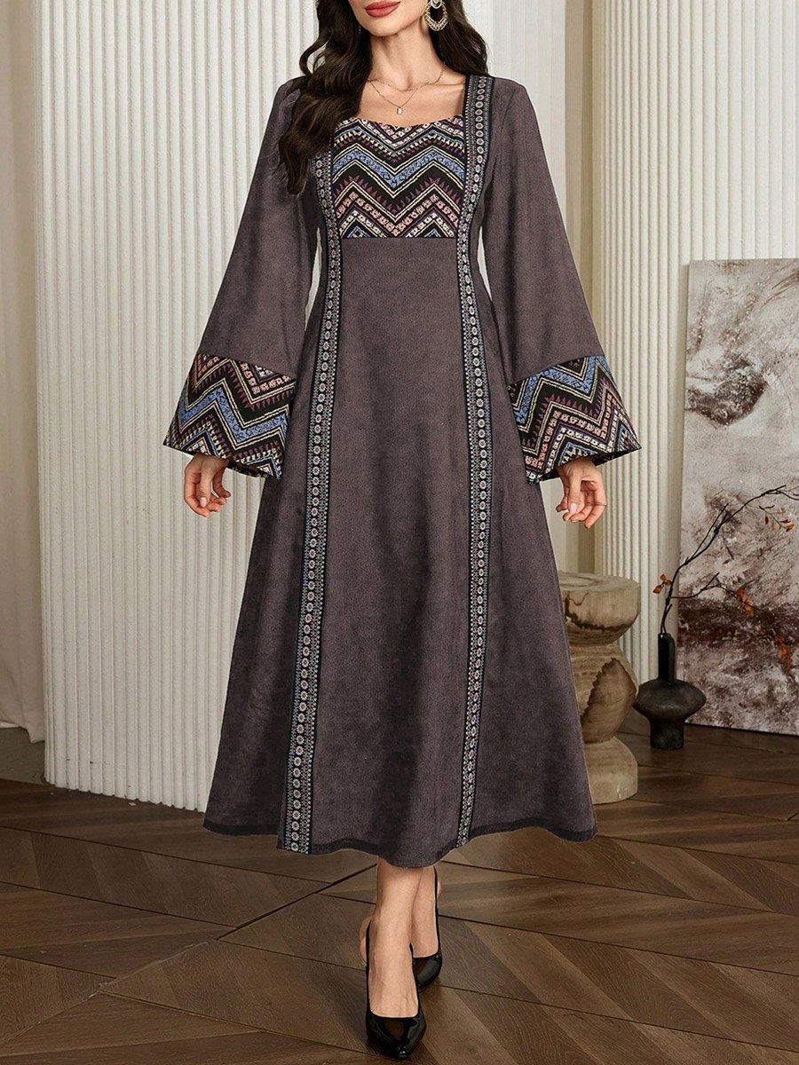 Women Graphic Print Square Neck Jalabiya