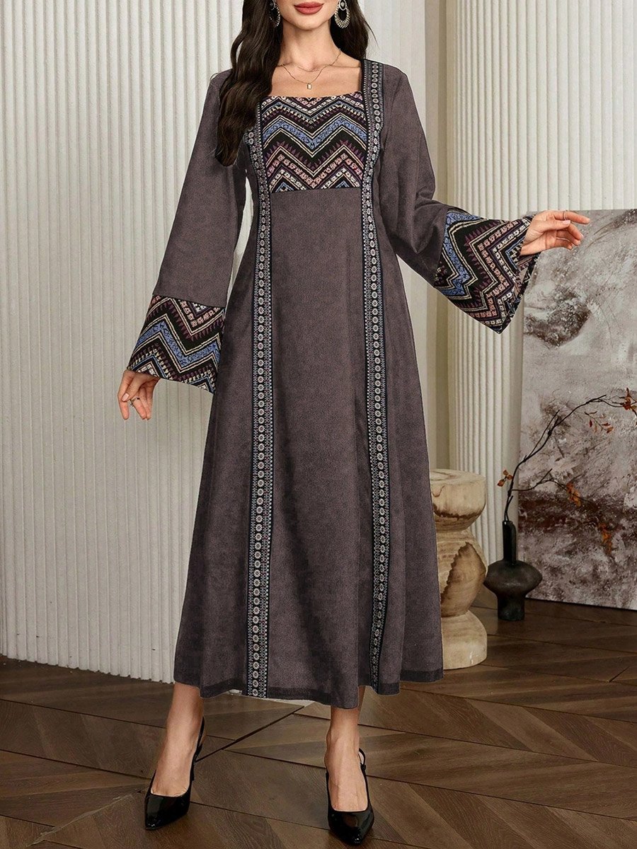 Women Graphic Print Square Neck Jalabiya