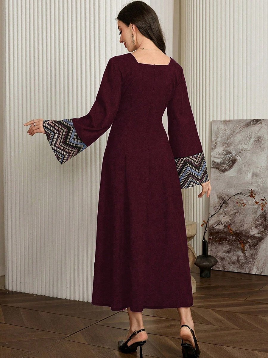 Women Graphic Print Square Neck Jalabiya
