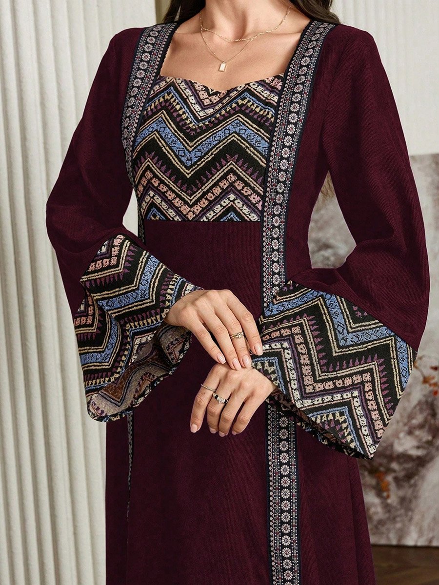 Women Graphic Print Square Neck Jalabiya
