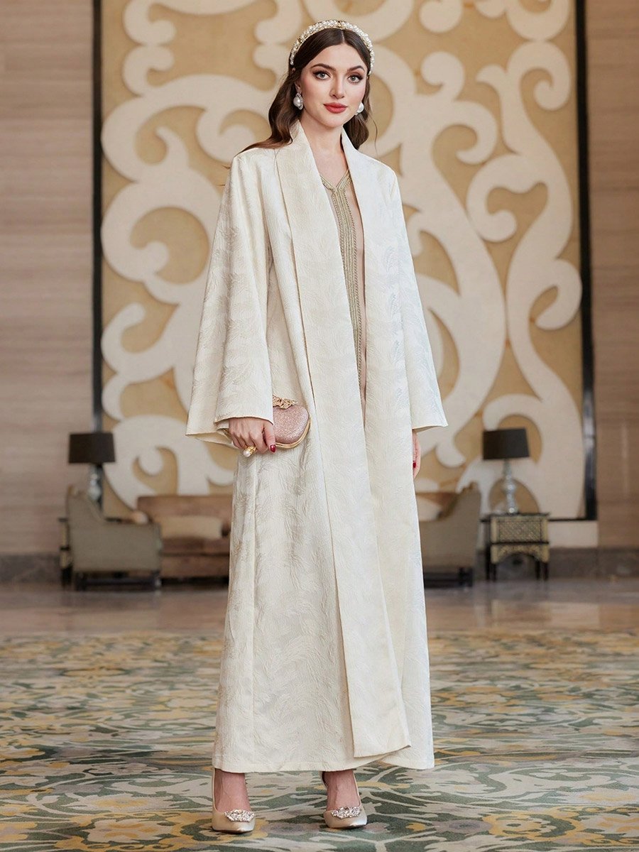 Women Front Open Jacquard Abaya