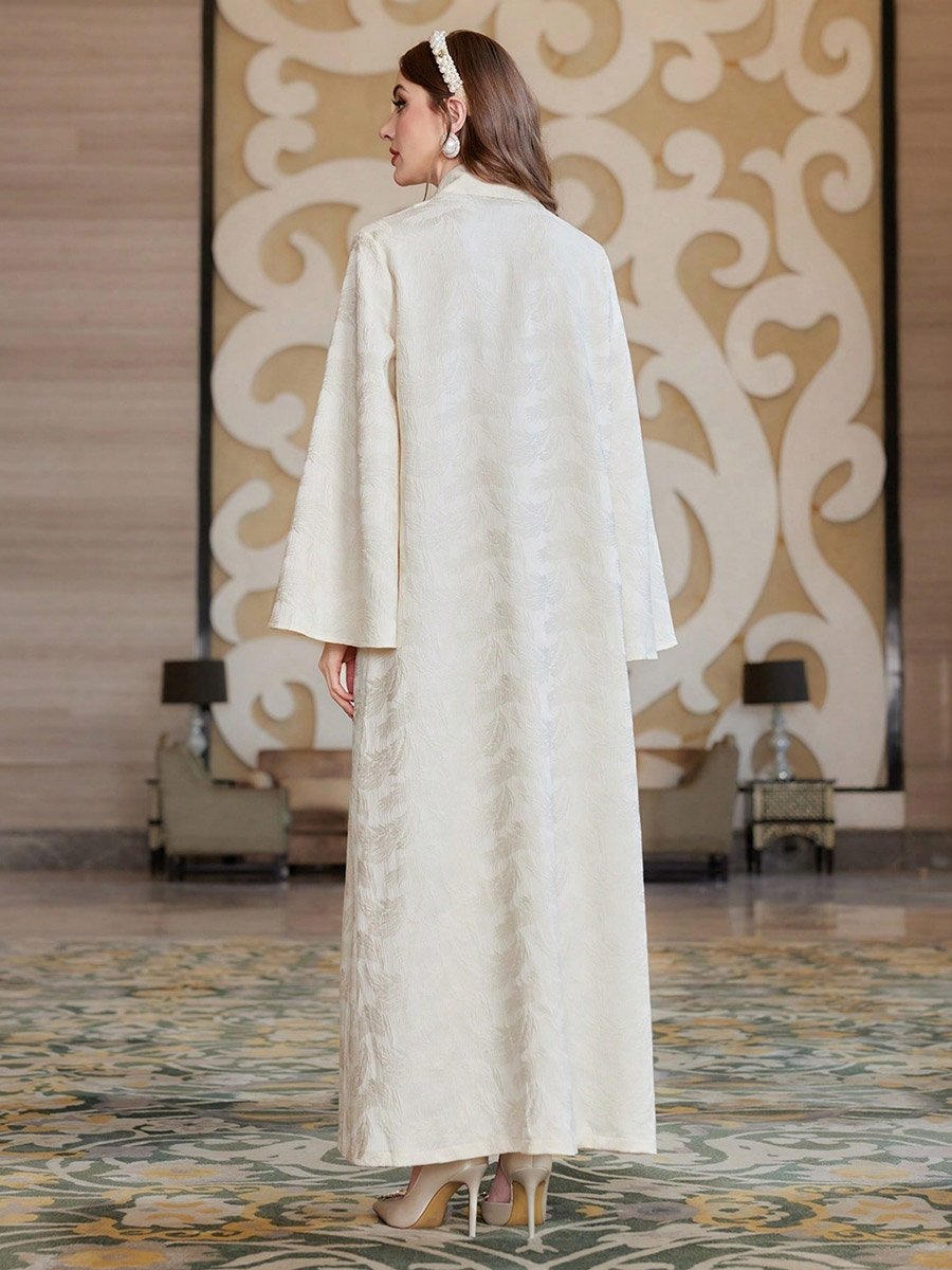 Women Front Open Jacquard Abaya