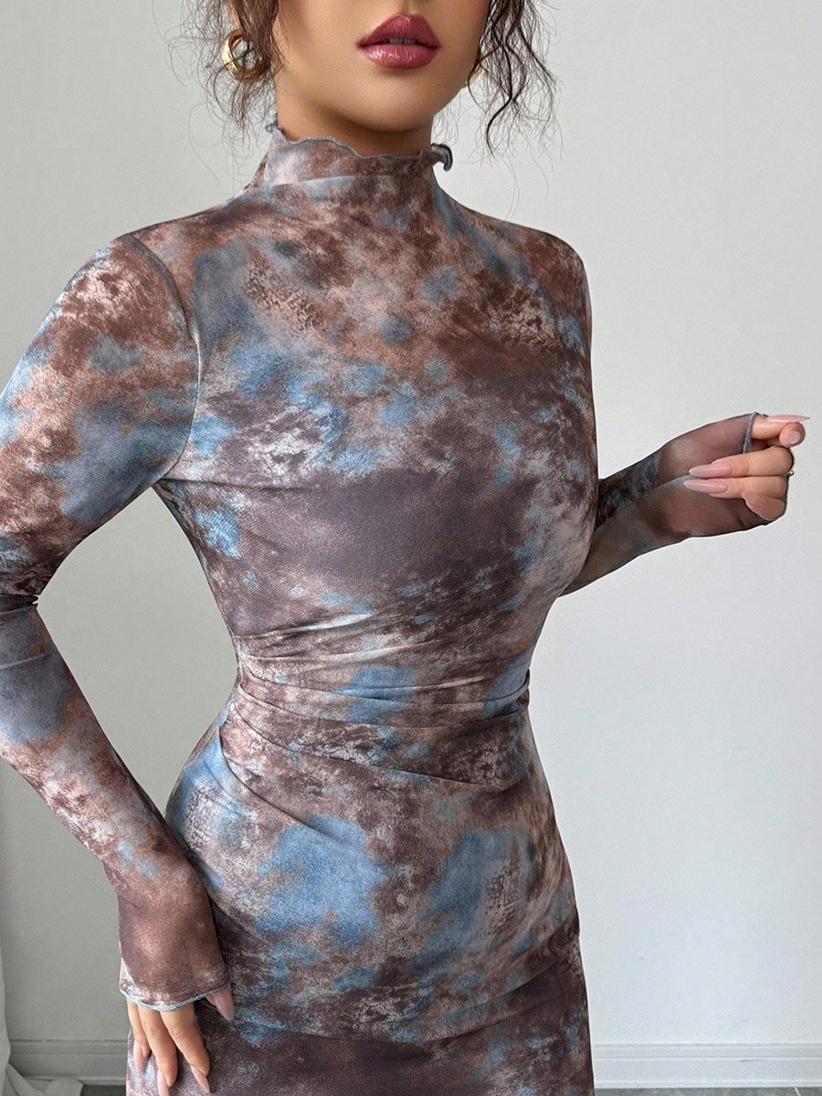 Women Tie-Dye Bodycon Midi Dress For Default Category at Saudi | Styli