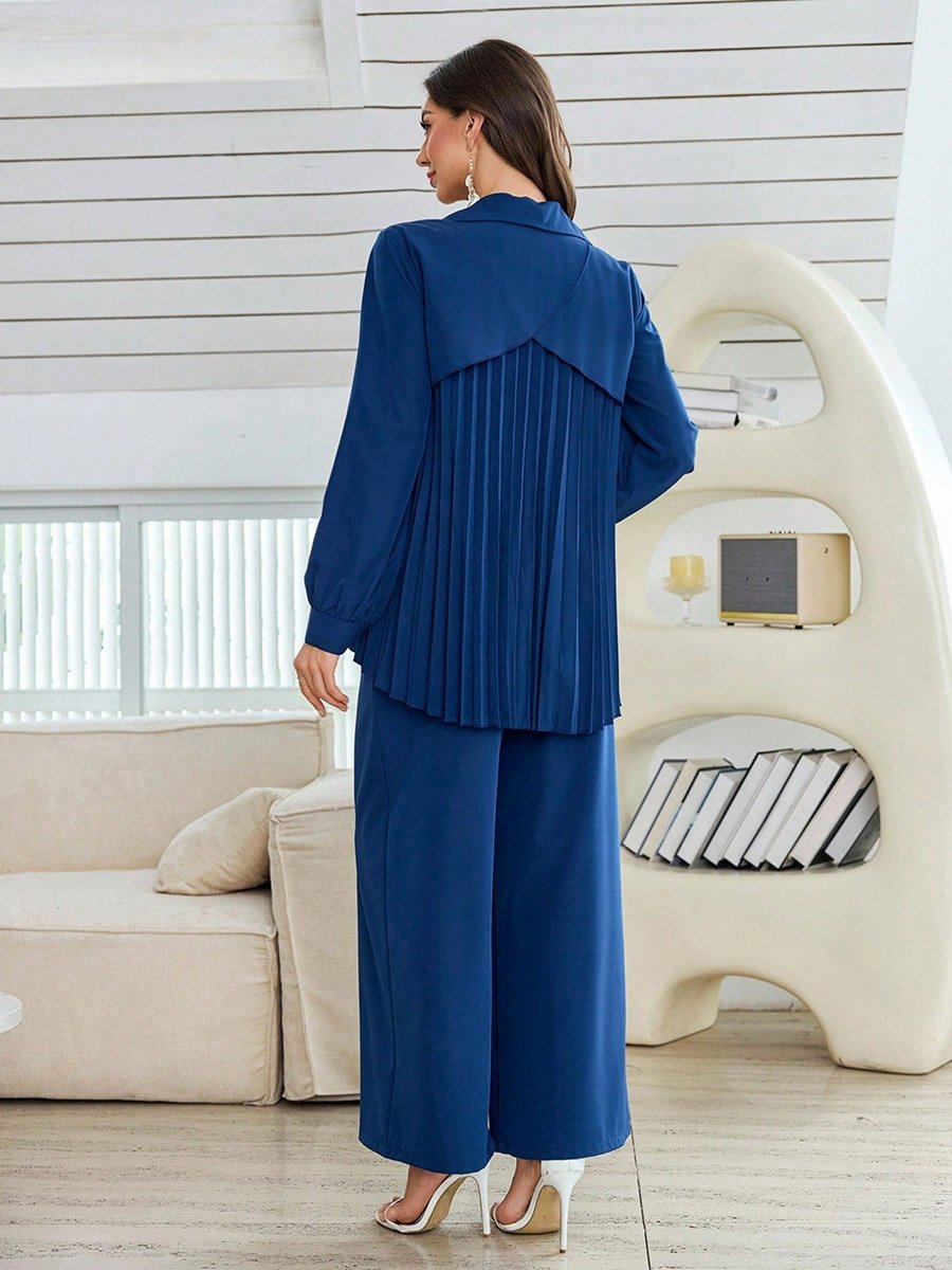 Women Long Sleeve Shirt and Straight Leg Pants Co-Ords