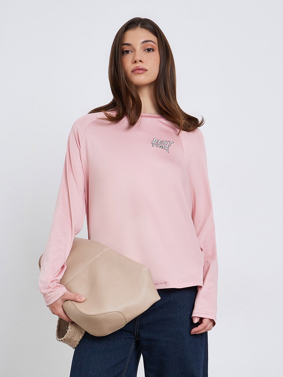 Women Slogan Raglan Sleeve T-Shirt