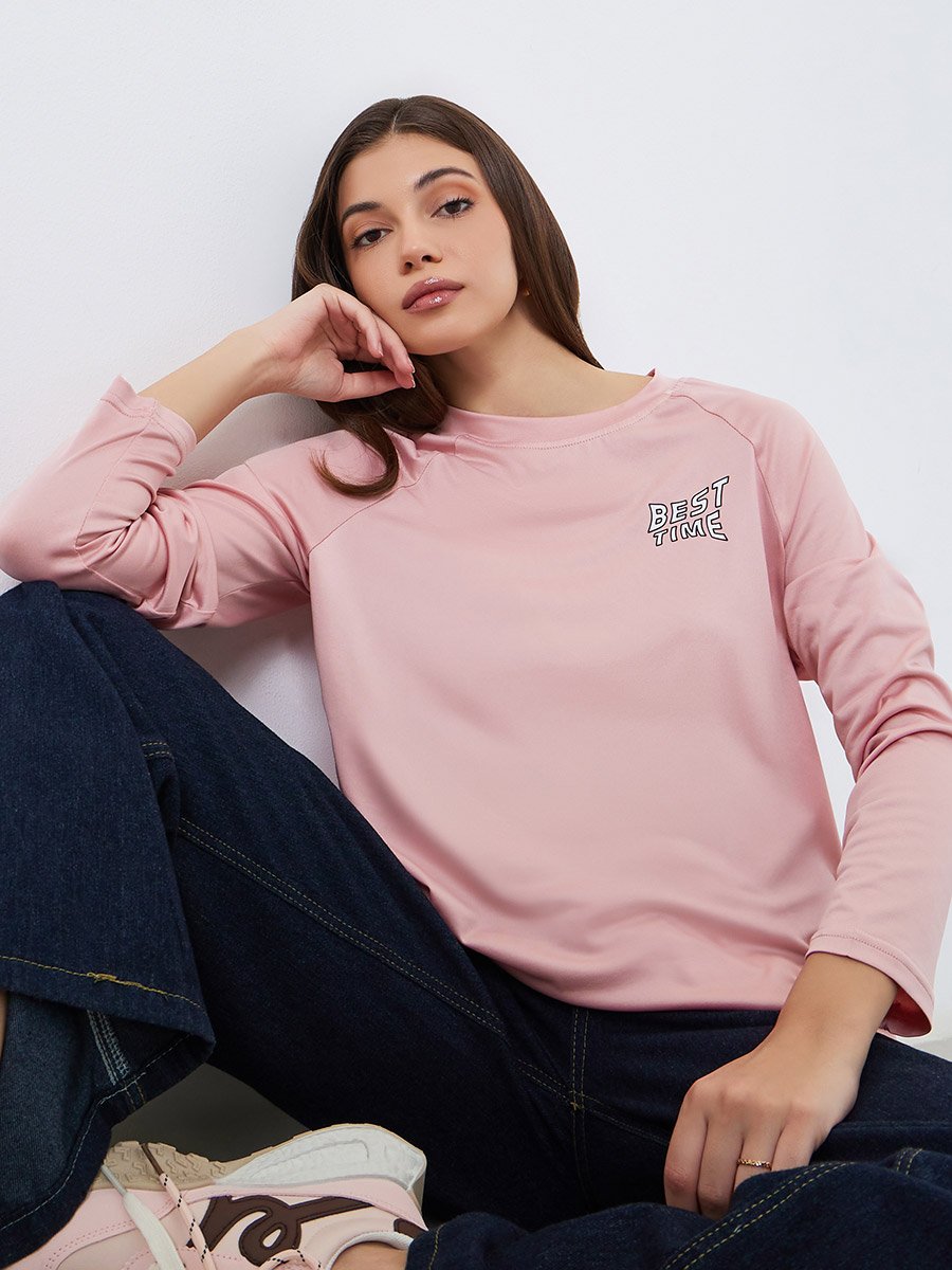 Women Slogan Raglan Sleeve T-Shirt