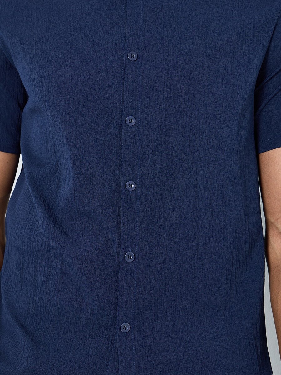 Men Solid Stand Collar Shirt and Pants Co-Ords