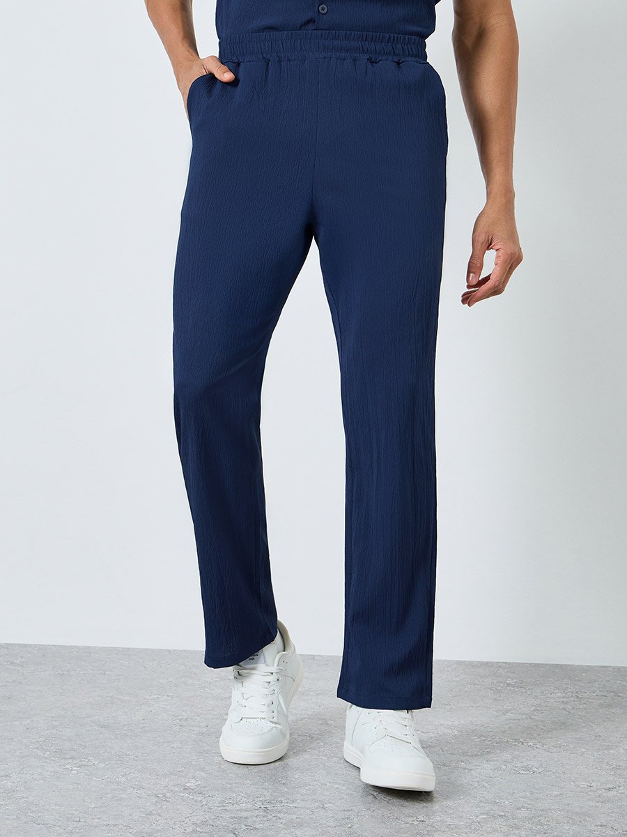 Men Solid Stand Collar Shirt and Pants Co-Ords