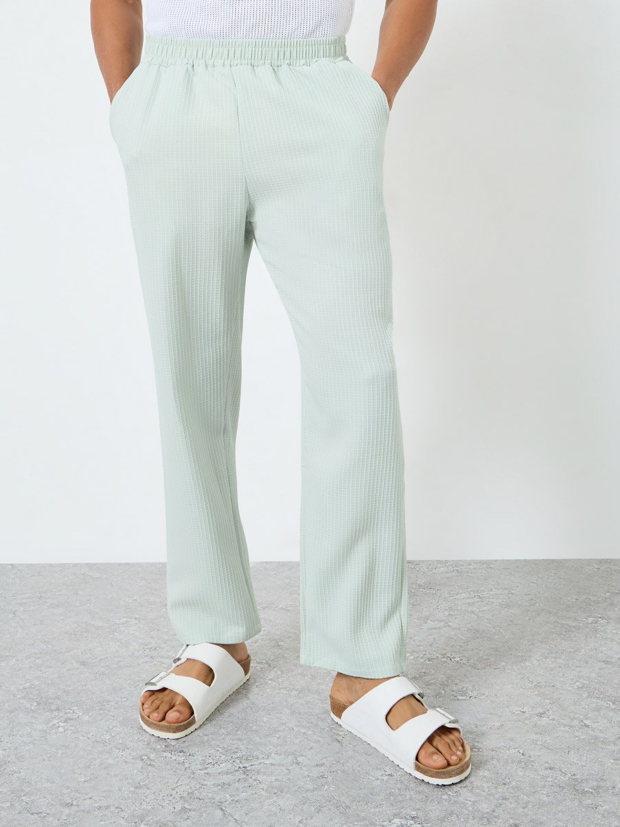 Men Textured Spread Collar Shirt and Pants Co-Ords