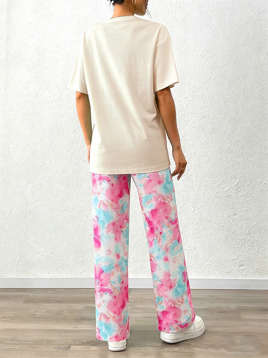 Women Solid T-Shirt and Printed Pyjama Set