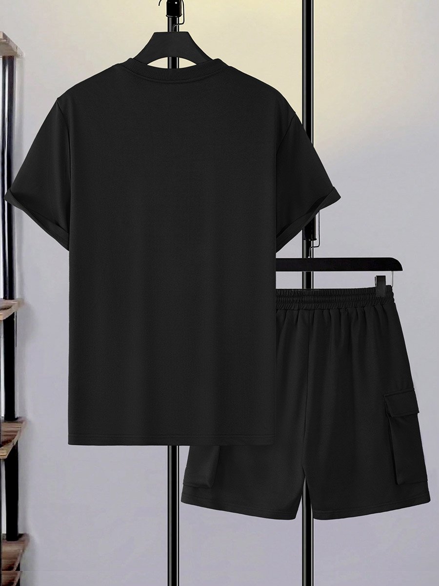 Men Short Sleeve T-Shirt and Pocket Detail Shorts Co-Ords
