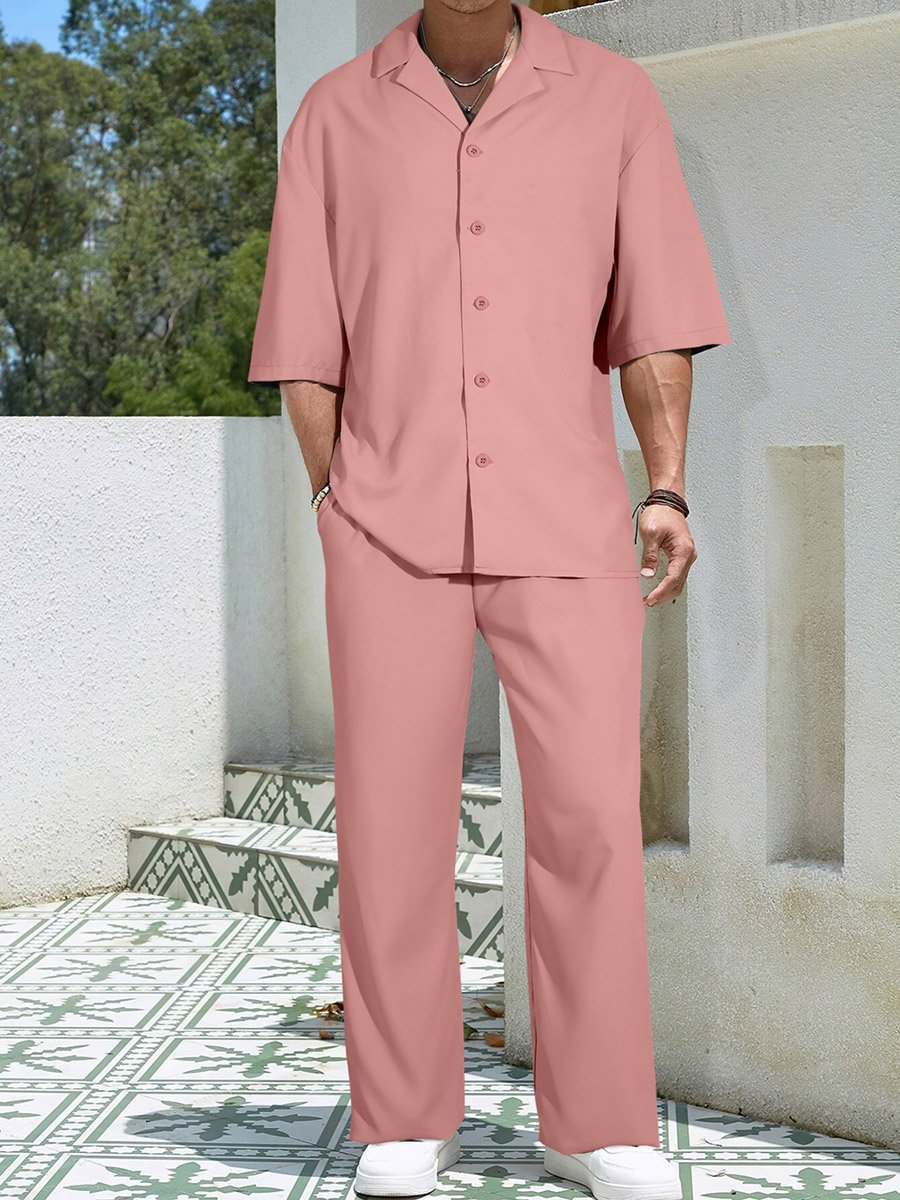 Men Short Sleeve Shirt and Pocket Detail Pants Co-Ords