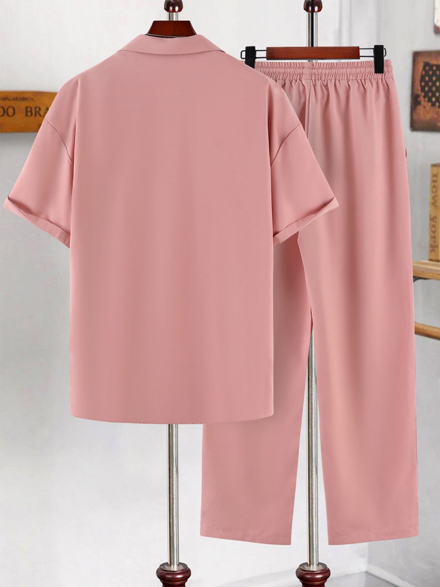 Men Short Sleeve Shirt and Pocket Detail Pants Co-Ords