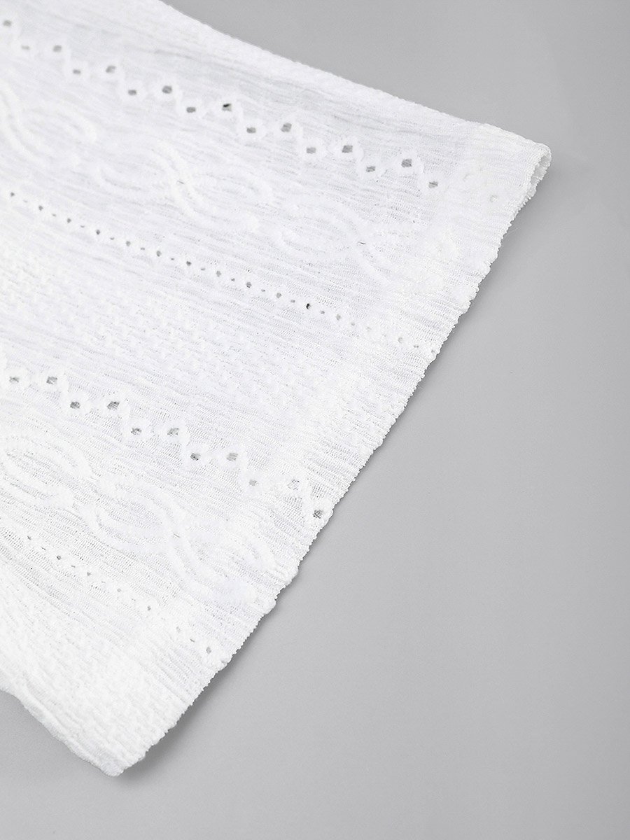 Men Eyelet Short Sleeve Shirt with Spread Collar