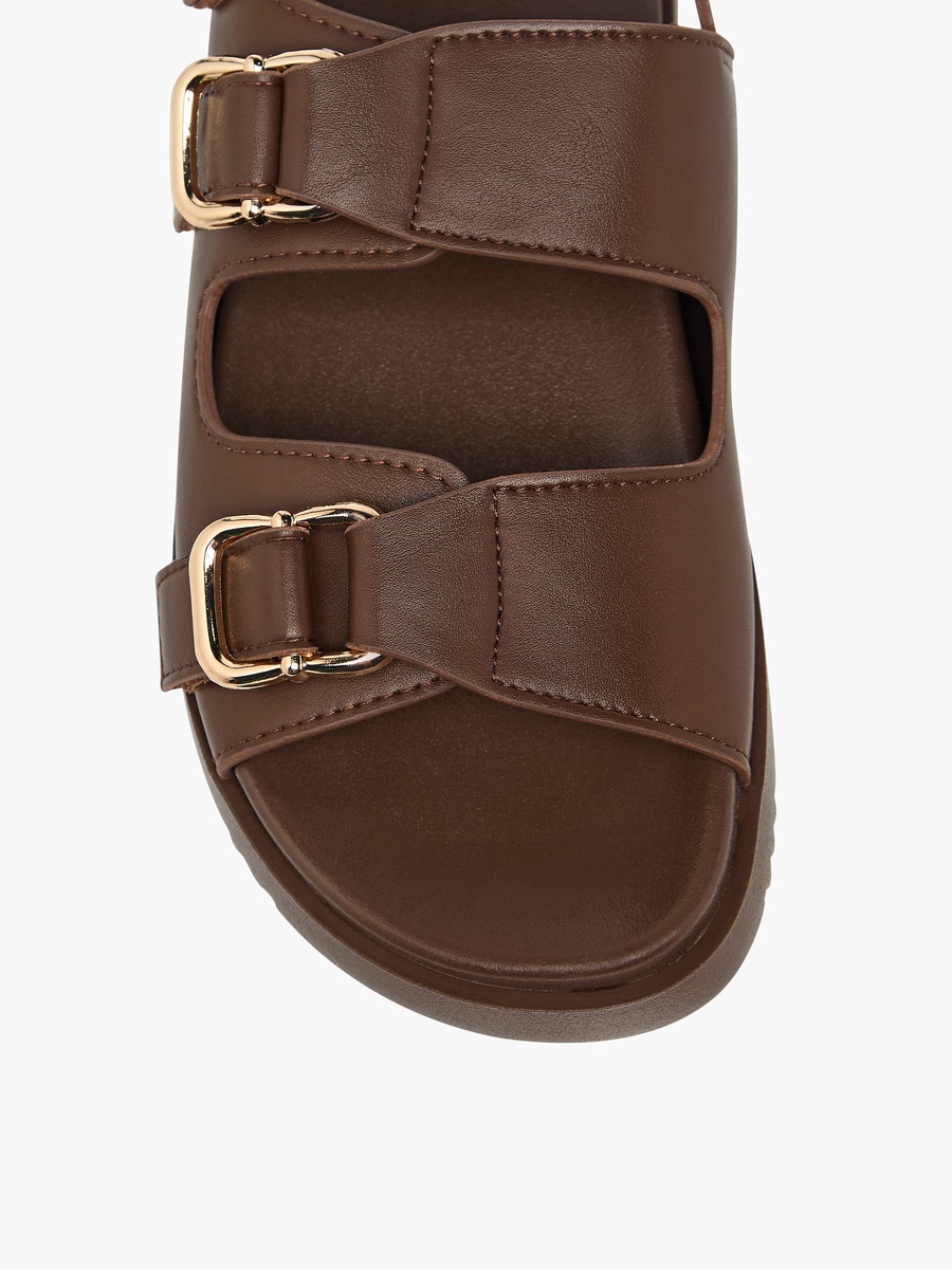 Women Buckle Accent Sandals with Hook and Loop Closure