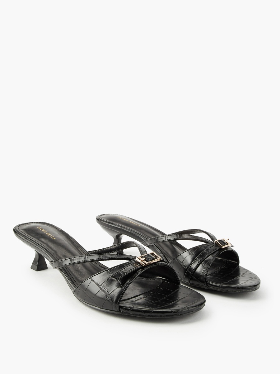 Women Kitten Heel Slip-On Sandals
