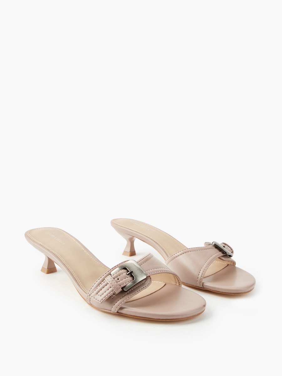 Women Kitten Heel Slip-On Sandals