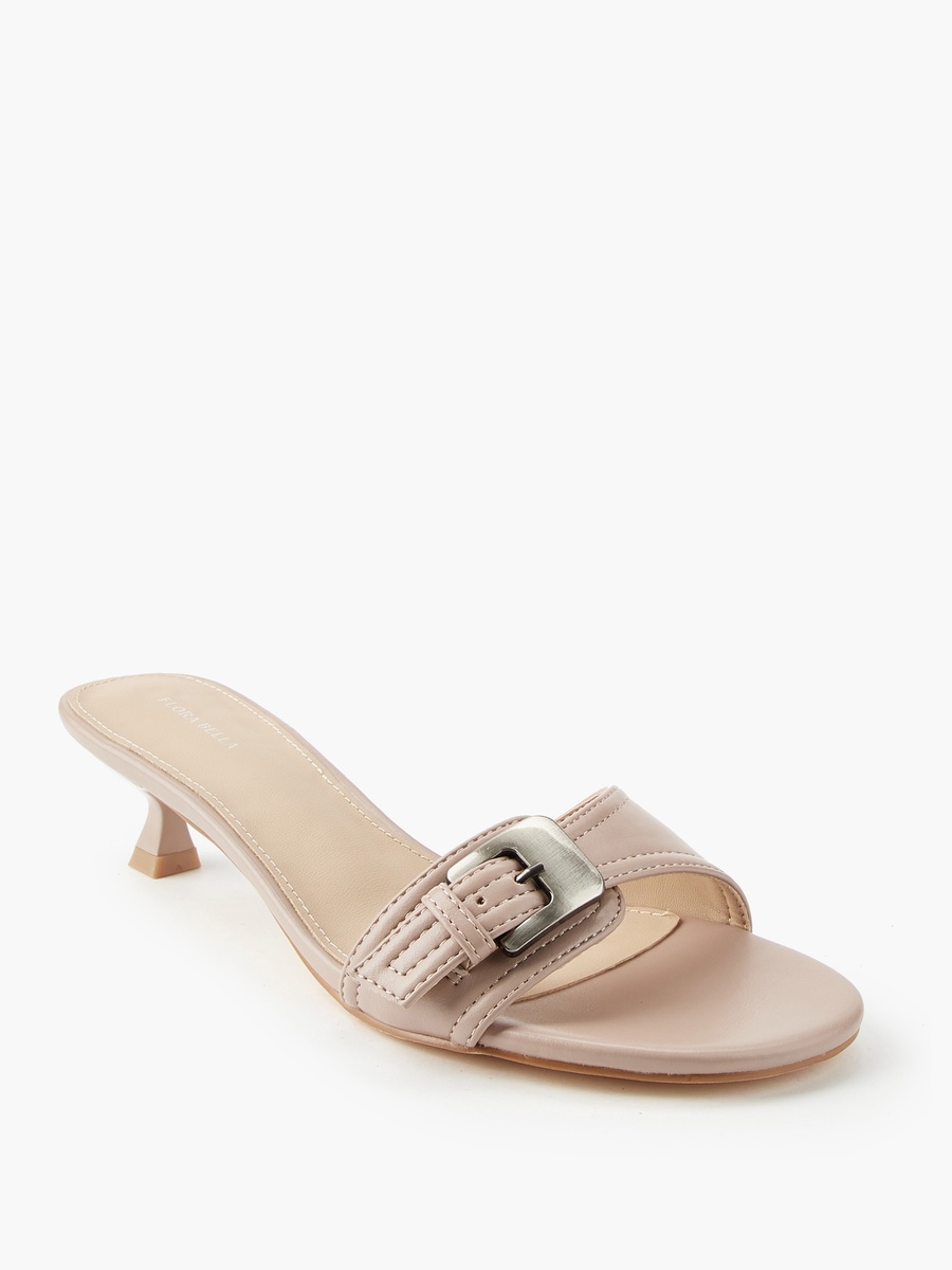 Women Kitten Heel Slip-On Sandals