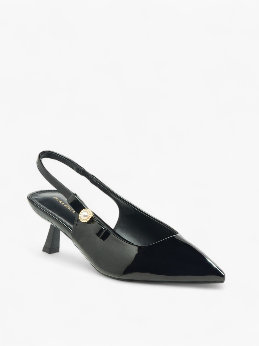 Women Bow Detail Flared Heel Slingback Shoes